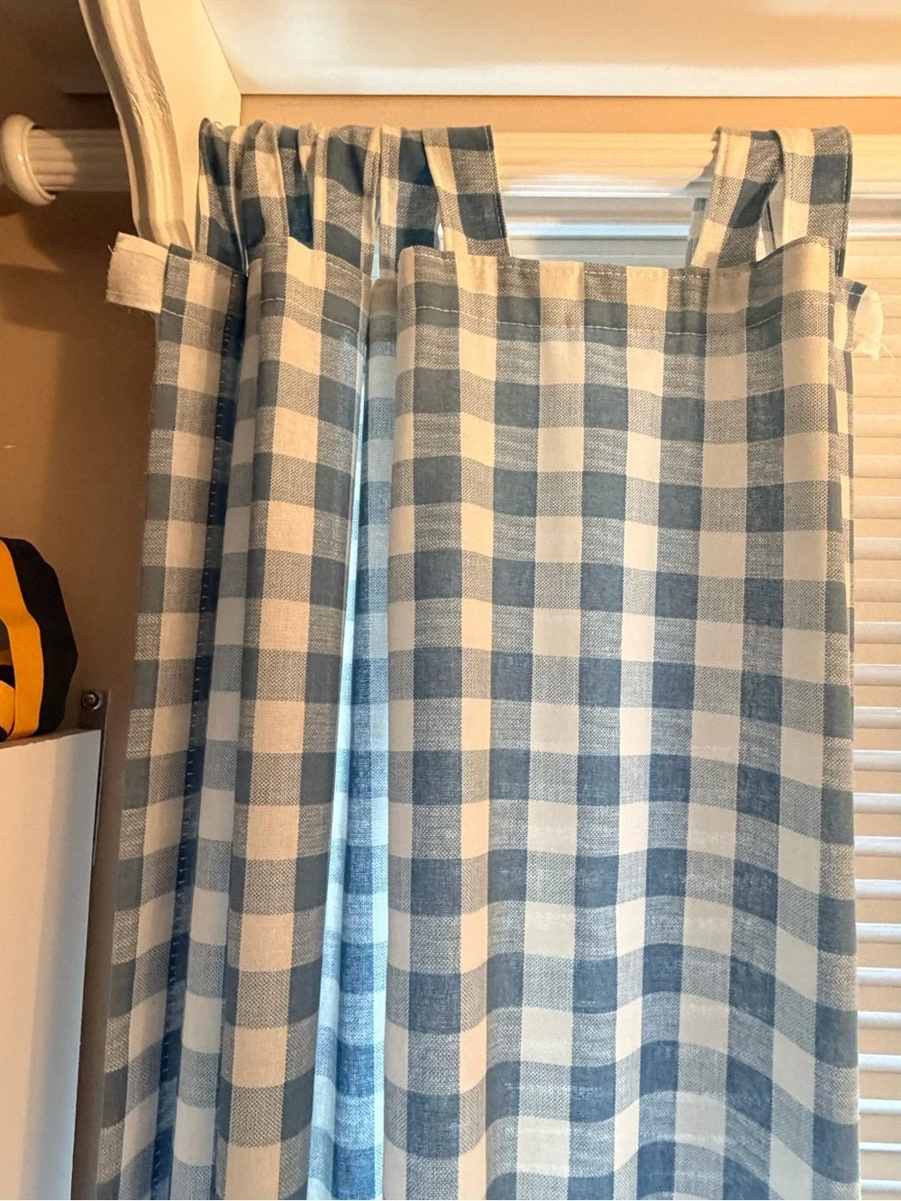 Blue Check Gingham Country Window Curtains - Home Accents 63”